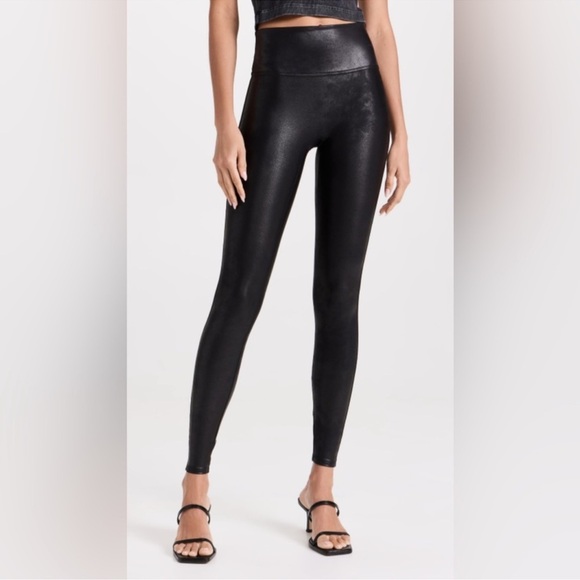 SPANX Pants - Spanx Metallic Black Leggings Size Medium